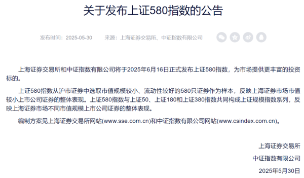 51策略 重磅“上新”！上证580指数要来了（附完整名单）