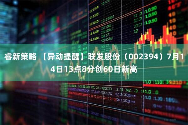 睿新策略 【异动提醒】联发股份（002394）7月14日13点8分创60日新高